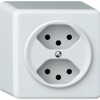 Prise AP origin 2×type 13 10A 230V 88×88×54mm blanc 