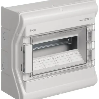 Distributeur AP Hager vector 1-rangée 12UM IP65 310×302×151mm avec entrée 