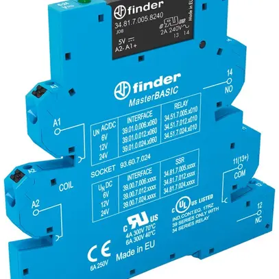 Relais de couplage AMD Finder MasterBASIC, 24VDC, 1S 6A, bornes Push-In 