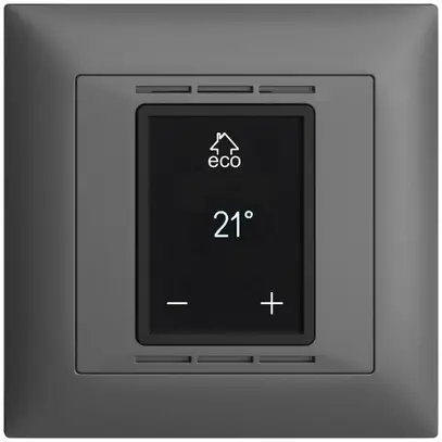 Thermostat d'ambiance EDIZIOdue FMI gris foncé, avec écran, chauff.sol&conv. 
