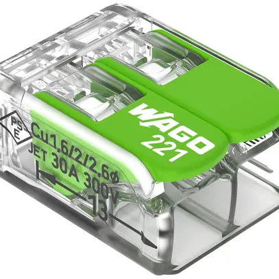 Borne de connexion WAGO Green Range 2L 0.5…6mm² avec levier vt transparent 