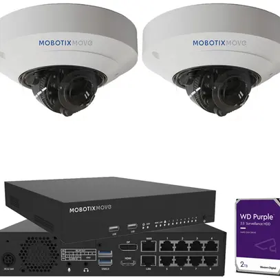 Système de surveillance vidéo MOBOTIX Mx-NVR-Set4: 2×MD1A-5-IR 1×NVR-8 1×HDD 