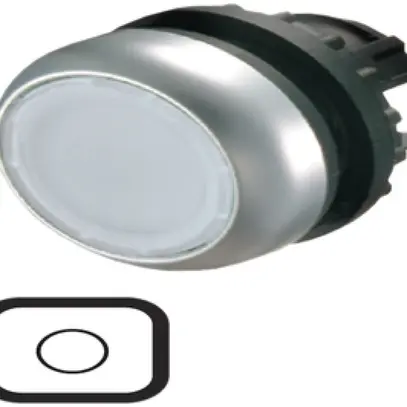 Pulsante luminoso ETN RMQ piatta bianco, perman., anello cromato 