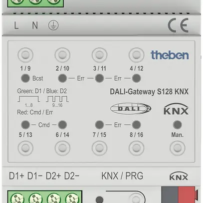 Gateway DALI AMD Theben S128 KNX, 2-canale per 64 partecipante, 4UM 