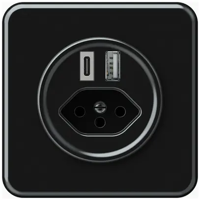 Presa di carica USB INC origin 1×USB-A 1×USB-C 3000mA 5V con tipo 13 nero 
