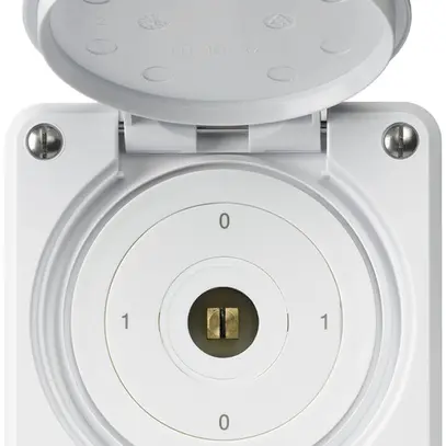 Interrupteur à clé carrée ENC robusto IP55 avec clapet S0/1P blanc 