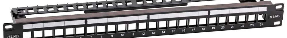 Panneau de distribution 19" H-LINE I 24-port Keystone vide blindé 1UH noir 
