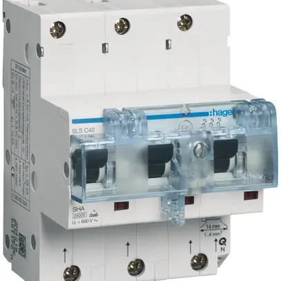 Disjoncteur Hager MCB 3P 230V caractéristique au déclenchement Cs 40A 25kA 2UM 