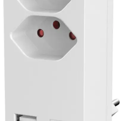 Mehrfachstecker ELBRO 2×T13, 1×USB-C, 1×USB-A, weiss, mit teilisolierten Stiften 