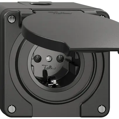 Presa AP Feller IP21 Schuko 16A 230V 87×87mm nero 