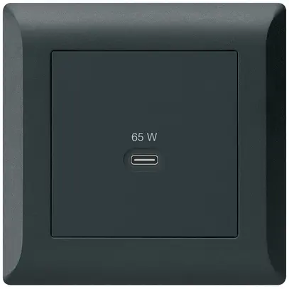 Presa di ricarica USB INC Hager kallysto.line tipo C 65W 3250mA nero 