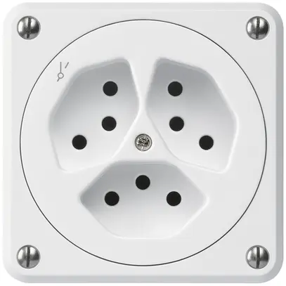 UP-Steckdose robusto 3×Typ 13/1 weiss ohne Klappdeckel für Kombination 