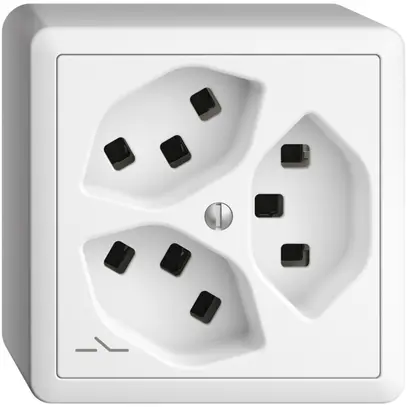 Prise AP 3×T23 Feller EDIZIOdue FX54, 1×séparé, bornes enfichables, blanc 