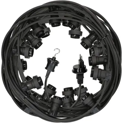 Ghirlanda d'illuminazione MH 26.5m con 25 prese E27 IP55 nero 