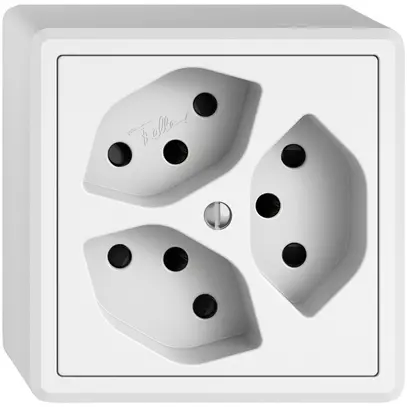 AP-Steckdose EDIZIO.liv SNAPFIX® 3×T13 mit Shutter ws 