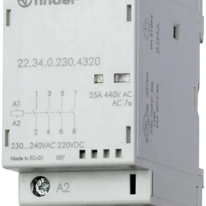 Contattore AMD Finder 22.32, 24VUC, 3Ch+1R 25A/440VAC AgSnO2, LED 