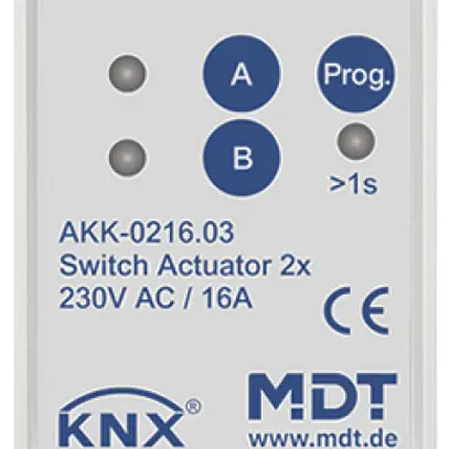 Actionneur-commutateur KNX AMD MDT AKK-0216.03 2-can 16A 230VAC 2UM 