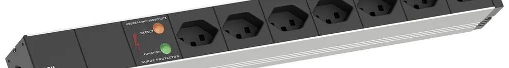 Presa multipla 19" BACHMANN 7×T23 3m con parasovratensione 1UA nero 