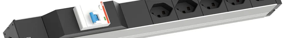 Steckdosenleiste 19" BACHMANN 5×T23 3m mit FI-Schutzschalter 1HE schwarz 