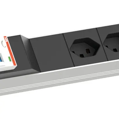 Steckdosenleiste 19" BACHMANN 5×T23 3m mit FI-Schutzschalter 1HE schwarz 