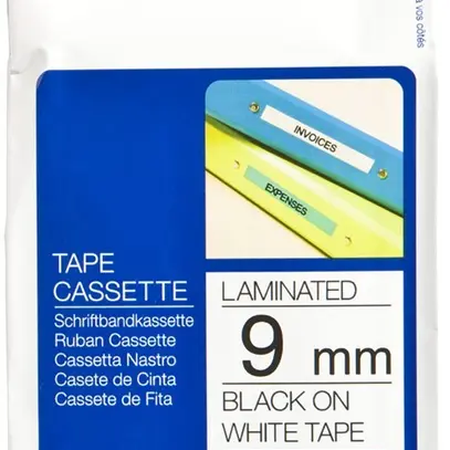 Cassette ruban Brother TZe-221 9mm×8m, blanc/noir 
