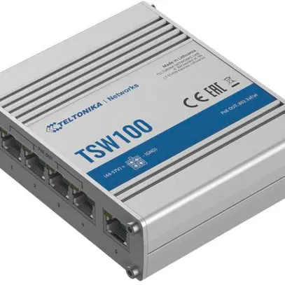 Teltonika Commutateur industriel TSW100 5 PoE Ports, Din-Rail 