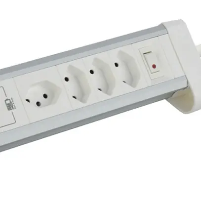 Modulo da tavolo ALU 4×T13 2×USB-A/1×USB-C 2m 3×1mm² interruttore bi/alu 