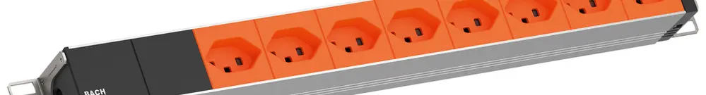 Steckdosenleiste 19" BACHMANN 8×T23 3m 1HE orange 
