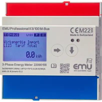 Contatore di energia AMD EMU Professional II 3×100A diretto MID S0 M-Bus 