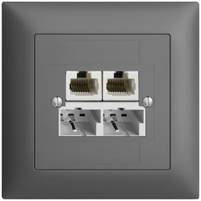 Scatola INC 2×TT/RJ45/RJ11/u ADSL ITplus EDIZIOdue grigio scuro 