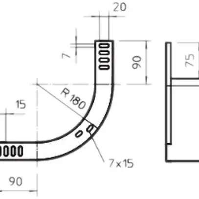 Innenbogen Bettermann vertikal 90° 35×300mm tauchfeuerverzinkt 