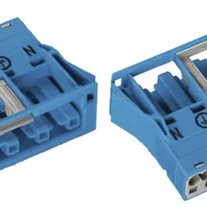 Prise WAGO Snap-In 5L 2×0.5…4mm² bleu 