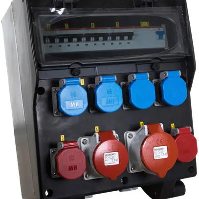Distributore di corrente EverGum 63A 30mA 1×CEE16 1×CEE32 4×T23 2×T25 IP44 ne 