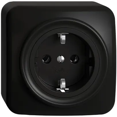 Presa AP STANDARDdue SNAPFIX® SCHUKO 16A 230V 76×76mm nero 