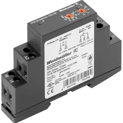 Relè a tempo WM TFIS 24…240VUC 1CO ON, 1W 8A, a vite 