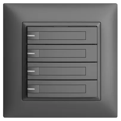 Poussoir KNX RGB ENC EDUE FMI, 250mW, a.LED RGB, papier, 4×pouss., 1×touche, grf 