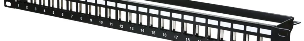 Pannello patch 19" H-LINE M 24-port Keystone vuoto schermato 1UA acciaio nero 