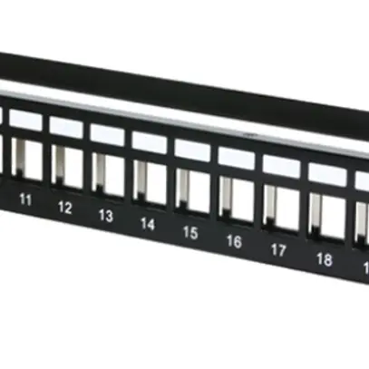 Pannello patch 19" H-LINE M 24-port Keystone vuoto schermato 1UA acciaio nero 