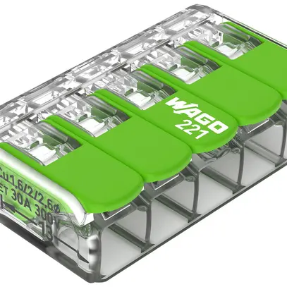 Borne de connexion WAGO Green Range 5L 0.5…6mm² avec levier vt transparent 