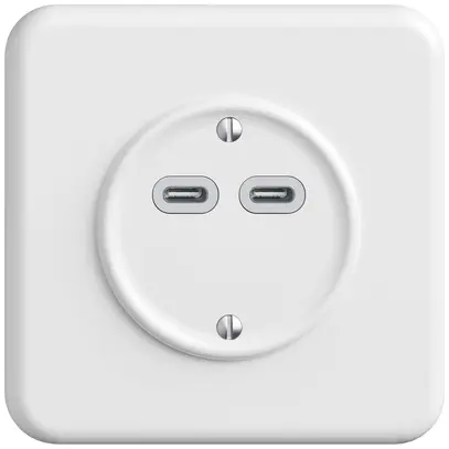 Presa di carica USB INC STANDARDdue SNAPFIX® 230V AC 18W 2×USB C bi 