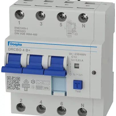 Disjoncteur différentiel Doepke DRCBO 4 type B 3L+N 13A 30mA 6kA C 