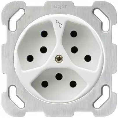 Inserto per presa INC basico 3×tipo 13S con placca di fissaggio bianco 
