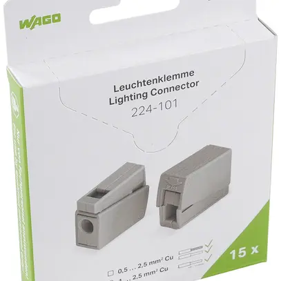 Leuchtenklemme WAGO 224-101 in Blister 15 Stück 1L 1…2.5mm²/0.5…2.5mm² 
