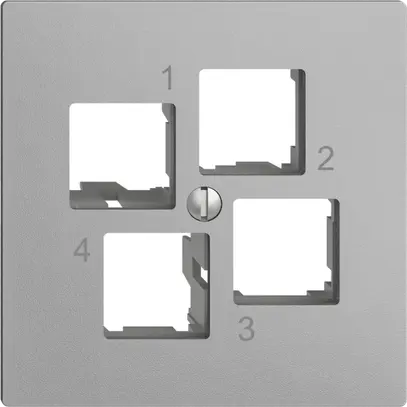 Kit di montaggio EDIZIOdue EASYNET S-One, per 4×RJ45, uscita dritta, silver 