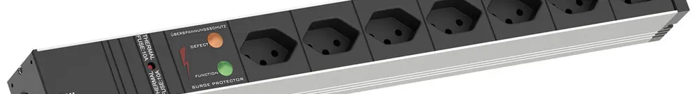 Steckdosenleiste 19" BACHMANN 7×T13 2m mit Überspannungsschutz 1HE schwarz 
