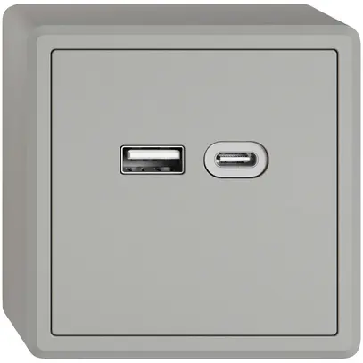 Presa di ricarica USB AP EDIZIO.liv SNAPFIX® 230VAC 18W 1×USB A 1×USB C grc 