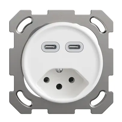 Presa INC USB 2×tipo C + tipo 13 Feller STANDARDdue QM 230V 3000mA bianco 