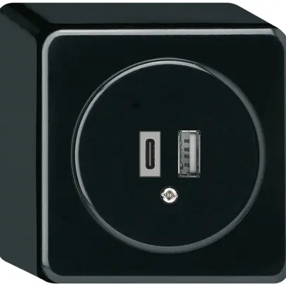 Presa di carica USB AP basico 18W PD 1×tipo A 1×tipo C nero 