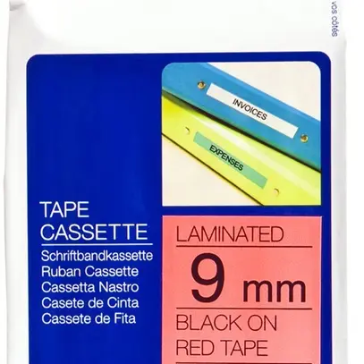 Cassette ruban Brother TZe-421 9mm×8m, rouge/noir 