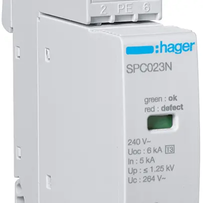 Scaricatore sovratensione Hager SPD 1P+N 240V Uc 264V 10kA In 5kA Up 1.25kV T 1M 